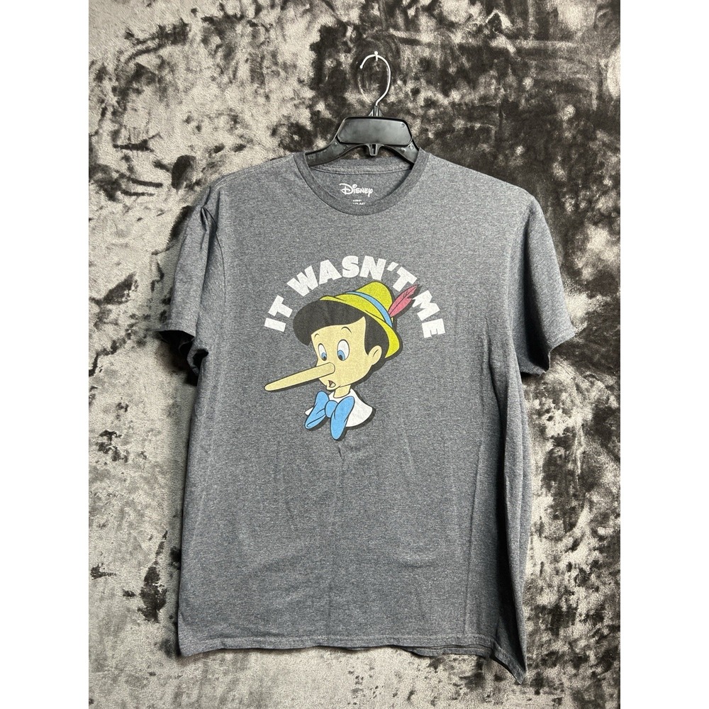 Disney Pinocchio It Wasn't Me Graphic Tee Gray Funny Cartoon Shirt Men's Large